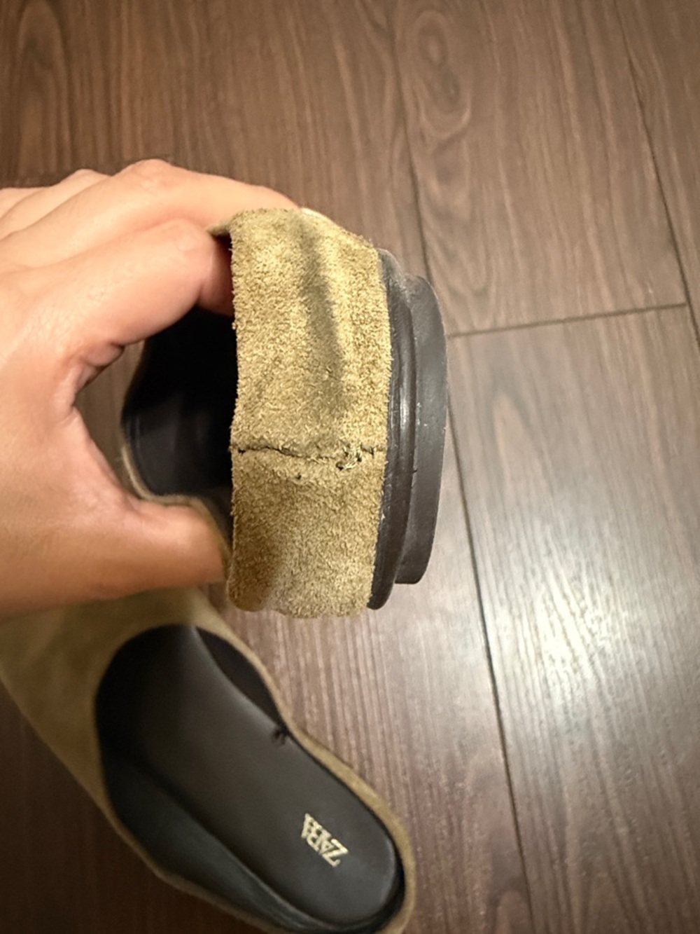 ZARA Brown Suede Mule Flats Slip On Minimalist Leather Slides Size 39 - Picture 12 of 12